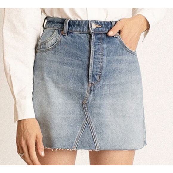 Rolla’s Vintage Blue Cut Off Denim Skirt |Size 31 | High Waist Raw Hem Mini - Picture 1 of 9